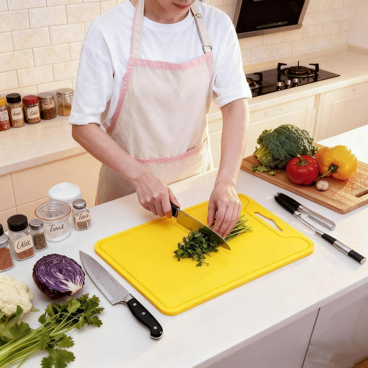Silicone Cutting Board,8.6 * 11.8in BPA Free Flexible Kitchen Chopping Board for Meat, Vegetables and Fruit,Dishwasher Safe (Yellow)