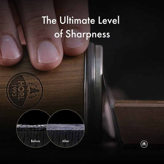 HORL 2 Walnut Rolling Knife Sharpener - Kitchen Knife Sharpener for Razor Sharp Edges Made in Germany - Easy Knife Sharpening Kit - Roller with Magnetic Holder with 15 & 20 Degrees