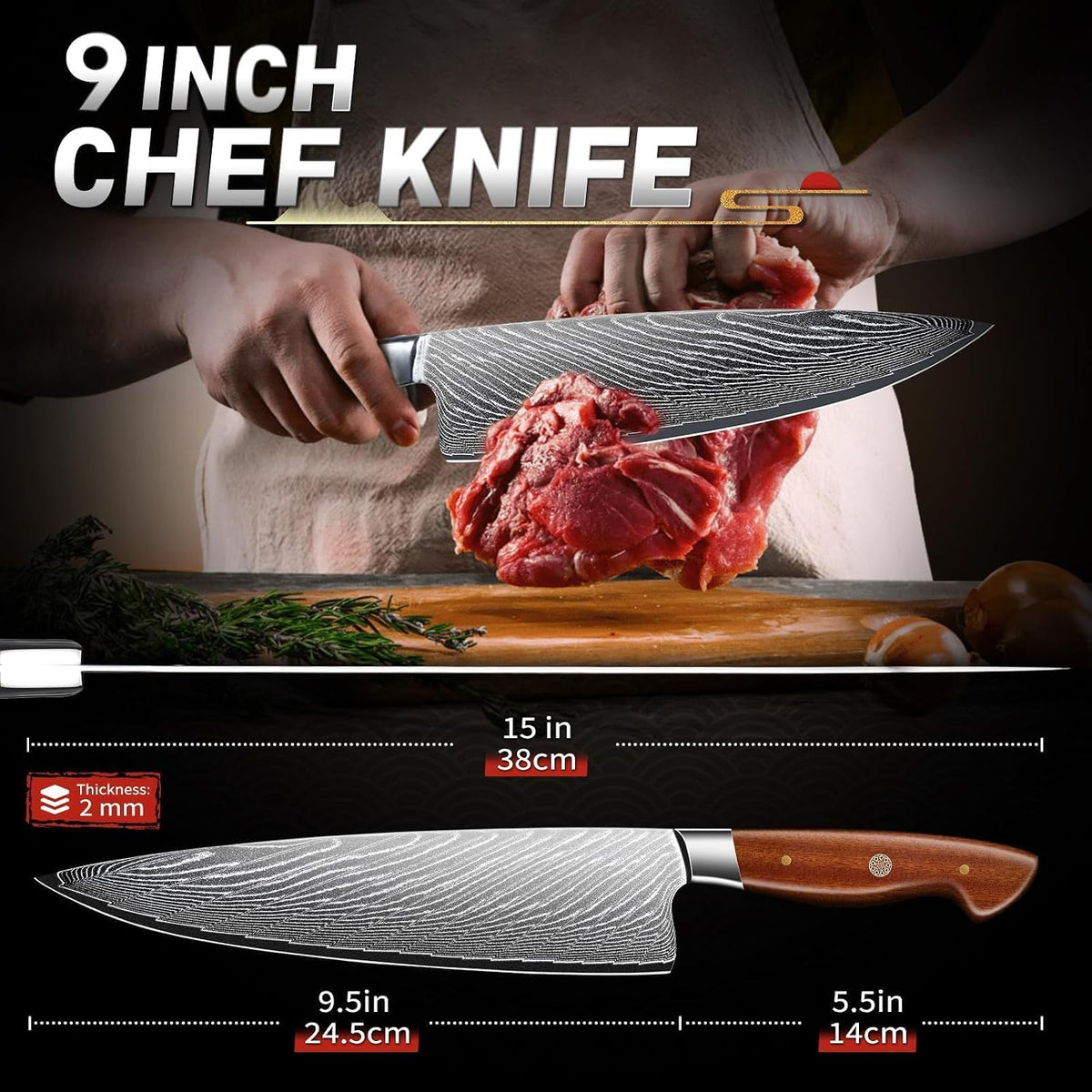 Japanese Chef Knife 7" - Damascus Santoku Kitchen Knife