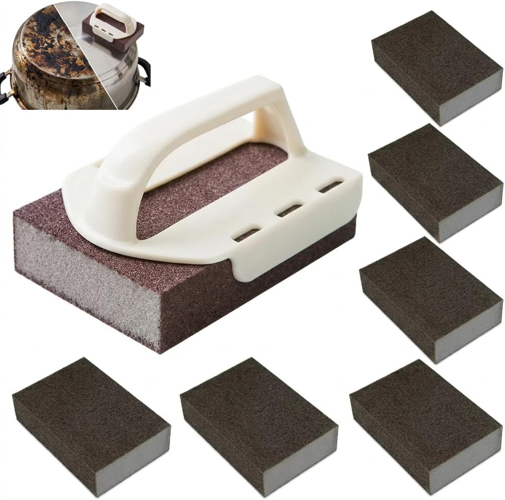 Magic Emery Cleaning Sponge,Heavy Duty Nano Sponge Eraser, Magic Carbide Cleaning Sponge for Rust & Grease Remover, Steeli Sponge Alternative, Magic Eraser Sponge for Pans(4 Sponge)