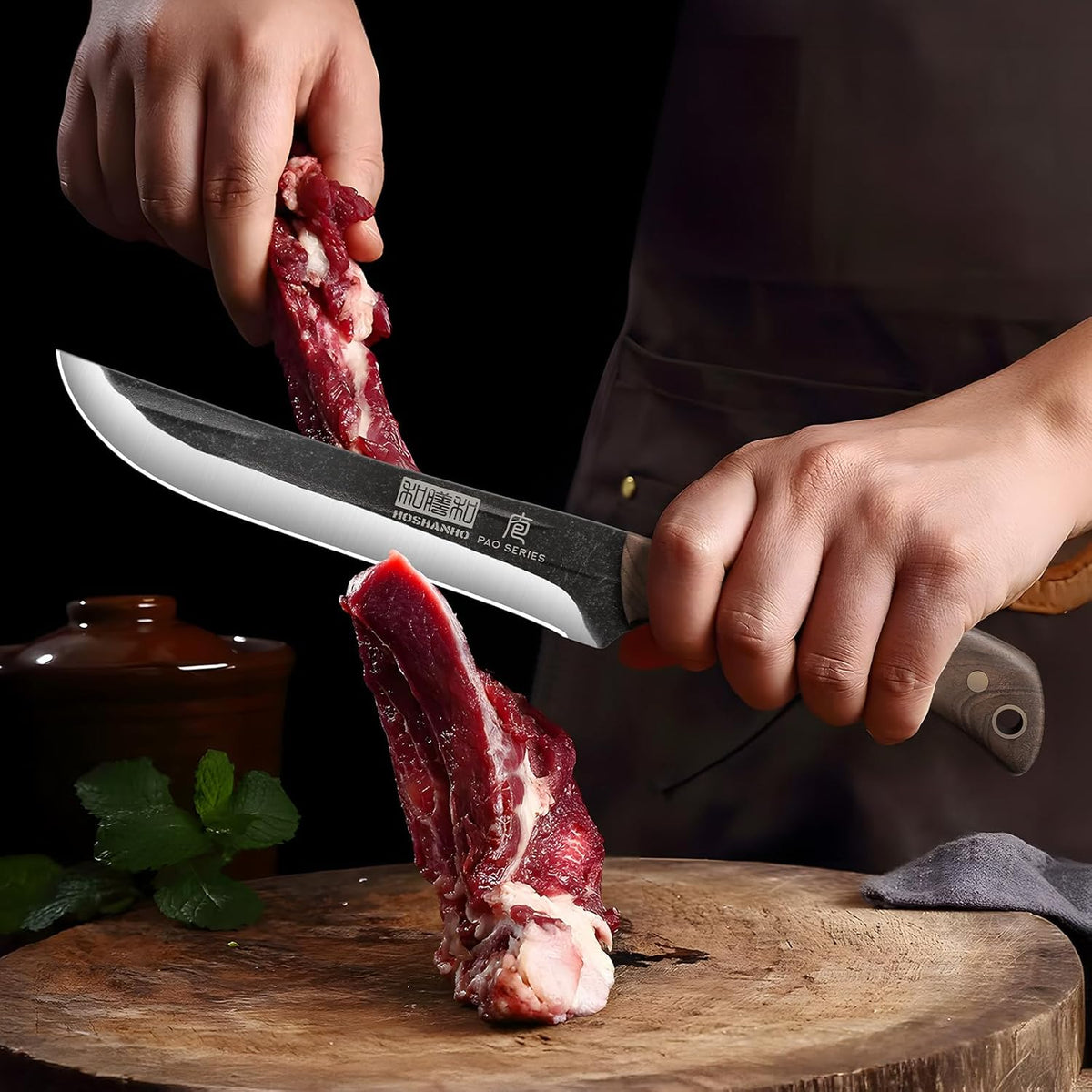 6" Cleaver Knife, Hand Forged Chopper Butcher Meat Cleaver Knife | Full Tang Vegetable Meat Cleaver Cutting Knife for Kitchen, Outdoor Cooking, Camping, Gift for Men