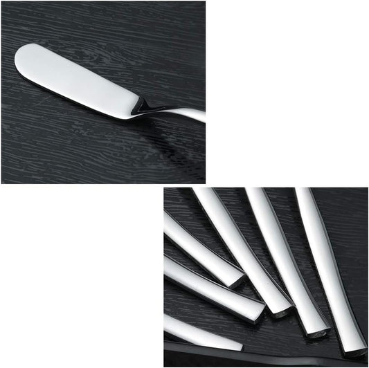 Idotry 6-Piece Stainless Steel Butter Knives, Cheese/Butter Spreaders | 6.32", Cheese Knives for Butter, Cheese, Organic Strawberry