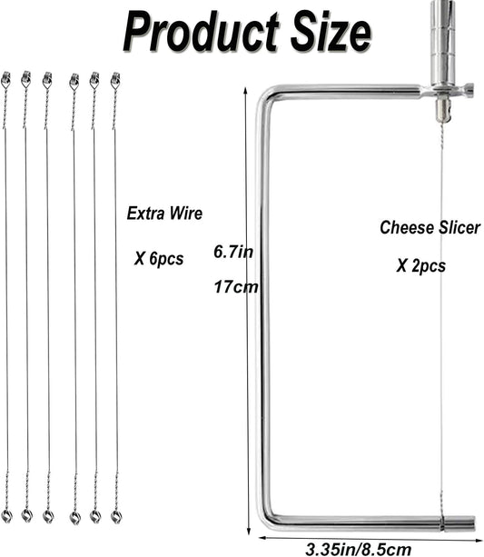 Cheese Cutter Board Accessories Kitchen Knife Marble Block Cheese Slicer Stainless Steel Components DIY for Making Giftable Cheese Cutting Boards with Hardware Cheese Slicer Kit,(2Slicer+8Wires)7in
