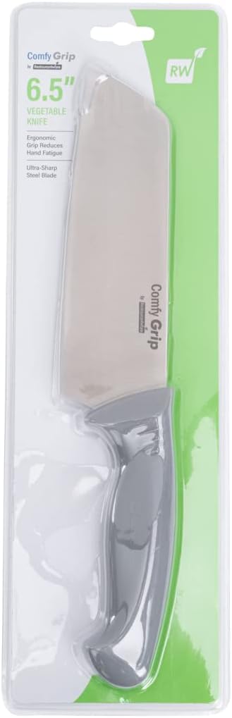 7 Inch Santoku Knife Stainless Steel Ergonomic Handle Non-Slip Grip Durable Kitchen Knife, Dishwasher-Friendly for Home Cooking and Commercial Use, Gray