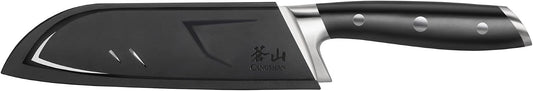 Cangshan ALPS Series 502742 German Steel Forged 7-inch Santoku Knife with Sheath, Black