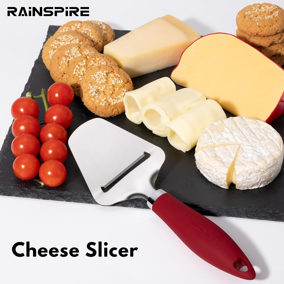 Upgraded Non-Stick Cheese Slicers for Block Cheese Multi-Functional Cheese Cutter for Mozzarella, Cheddar, Gruyere Charcuterie Accessories Dishwasher Safe Kitchen Tools, Black