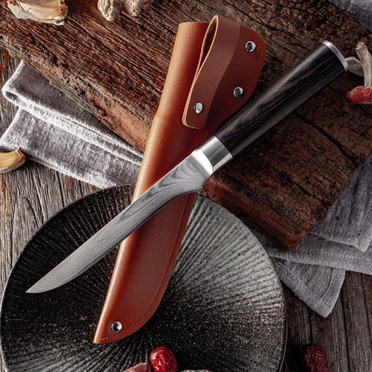 2 Pcs Leather Fillet Knife Sheath with Belt Loop 6.7 Inch Blade Guard Protector Cover Case for Butcher Chef Fishing Boning Knives - Brown