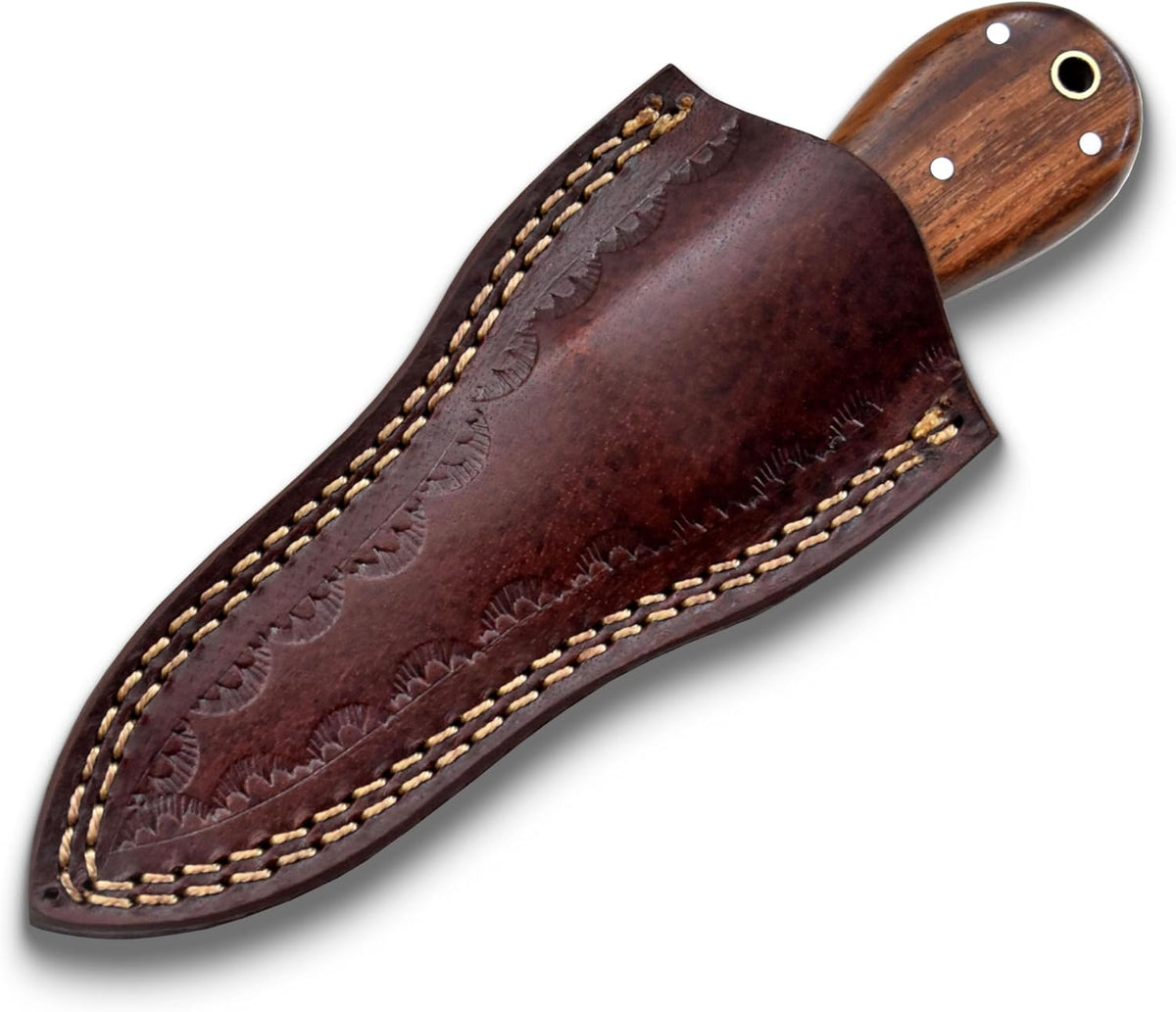 Premium Oyster Shucker Knife, Damascus Steel Clam, Camel Bone & Walnut Handle Leather Sheath Seafood Opener Kit Tool Non Slip Handle
