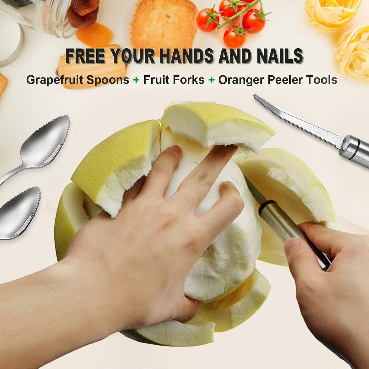 Grapefruit Spoon Serrated Edge Knife Stainless Steel Fruit Knife Grapefruit Utensils Tool Dessert Spoons for Citrus Lemon Kiwi Melon Lime Pitaya Apple Fruit Puree