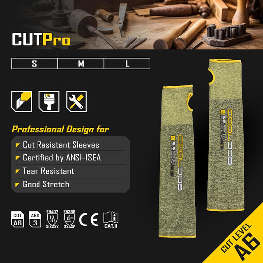 A6 Cut Resistant Sleeves for Gardening Pruning Fishing, 18” Arm Protection for Gardener Farmer, UPF 50+ Sun Protector