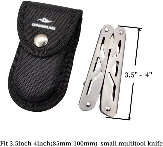 Nylon Sheath (Extra Small Size) for 3.5''-4'' Leatherman Multitool, Horizontally Carry Small Knife Case Fits 3.5''-4'' Thick Folding Pocket Knife,Small Tool Pouch,EDC Belt Holder (Black)