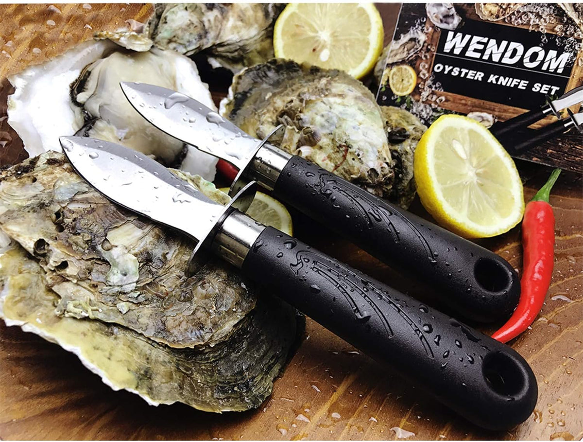 Oyster Shucking Knife 3PCS Stainless Steel Oyster Shucker Set with Non-Slip Handle Opener for Shellfish