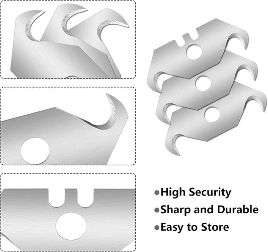 50PCS Utility Hook Blades Steel Razor Blades | Safety Horn Knife Blades, Storage Box Included, For Cutting Carpets, For Wallpaper, For Roofing Materials