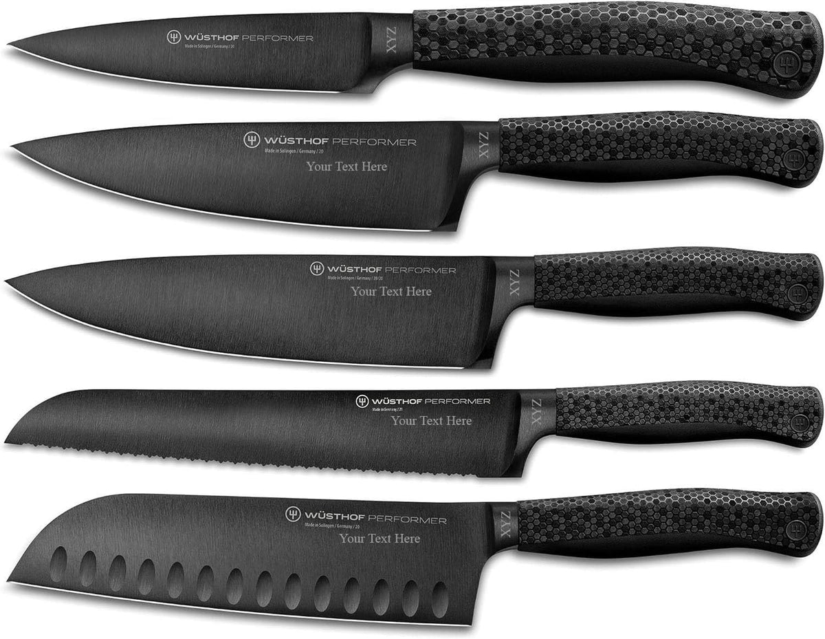 Wüsthof Performer 7" Hollow Edge Santoku Knife, Black