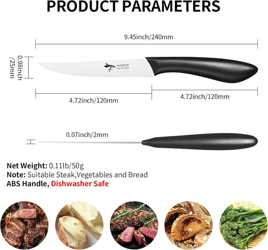 Premium Steak Knife Set of 4, 4.5-inch Serrated Knives, High Carbon German Stainless Steel, Triple Rivet Construction, Perfectly Packaged in a Gift Box (Steak Knives Set of 4)