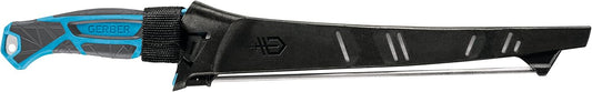 Gear Controller - Saltwater-Resistant Fishing Fillet Knife with Sheath & Built-In Knife Sharpener - Premium Fishing Gear - 10", Cyan