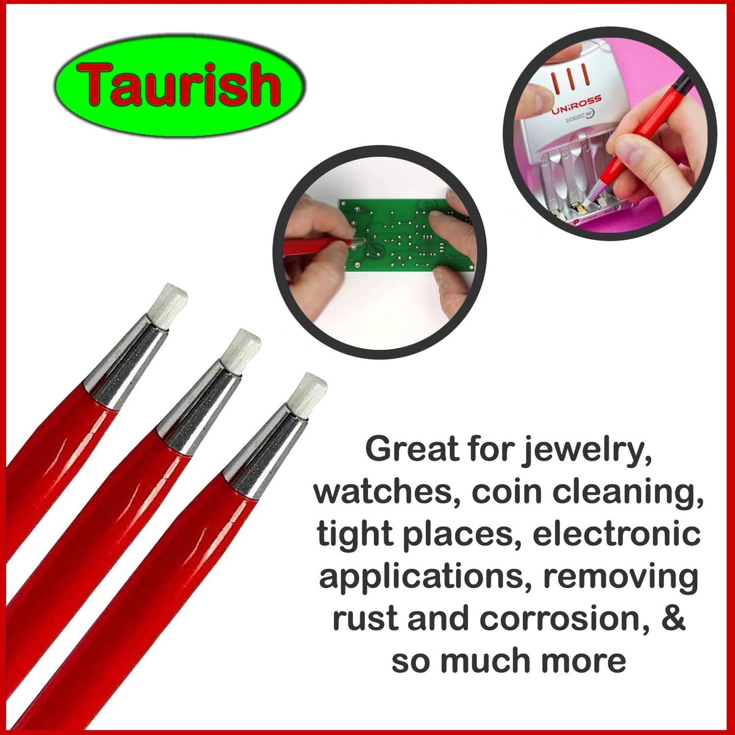 Fiberglass Scratch Brush Pen 3 Pack Jewelry Watch Coin Cleaning Electronic Applications Rust and Corrosion Removal