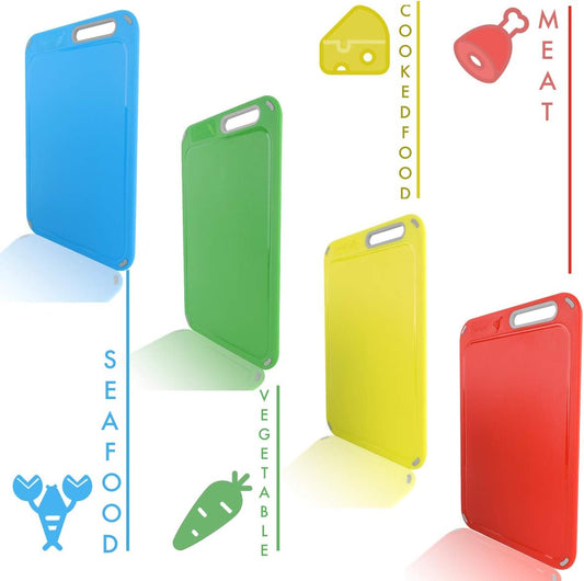 Color Coded Cutting Boards Set of 4 with Holder, BPA-Free | Preventing Cross-Contamination of Different Food Types, Dishwasher Safe