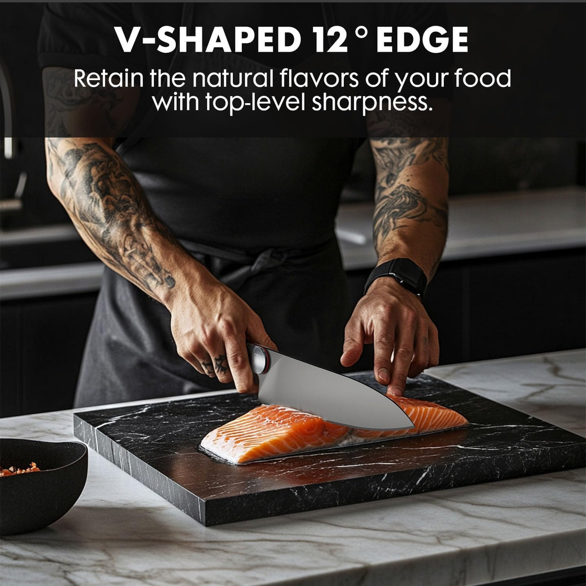 Japanese Chef Knife 8 Inch: ZDF-905 Powder Steel, Ultra Sharp Kitchen Knife, Full Tang Professional Chef Knife with Interchangeable Aluminum Handle, Purism Series