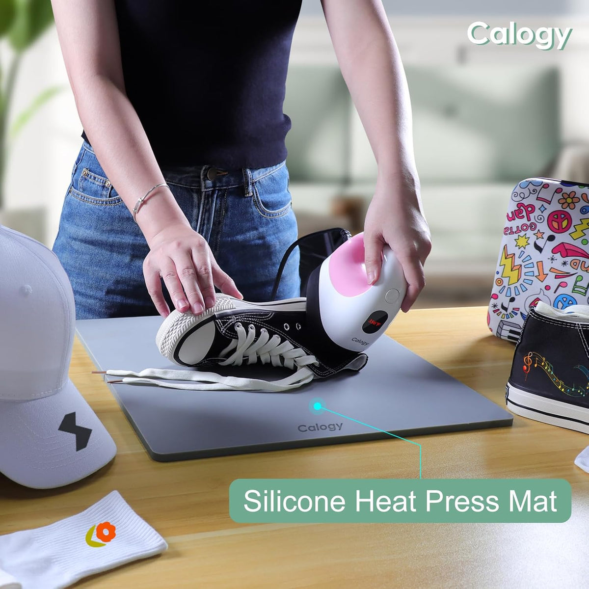 Heat Press Mat Silicone 15x15 inch, Heat Press Pad Resistant Fireproof 0.34in Thickness, Double Sided Easy Washable Mat for Vinyl Ironing Insulation Transfer Crafting Sublimation Projects