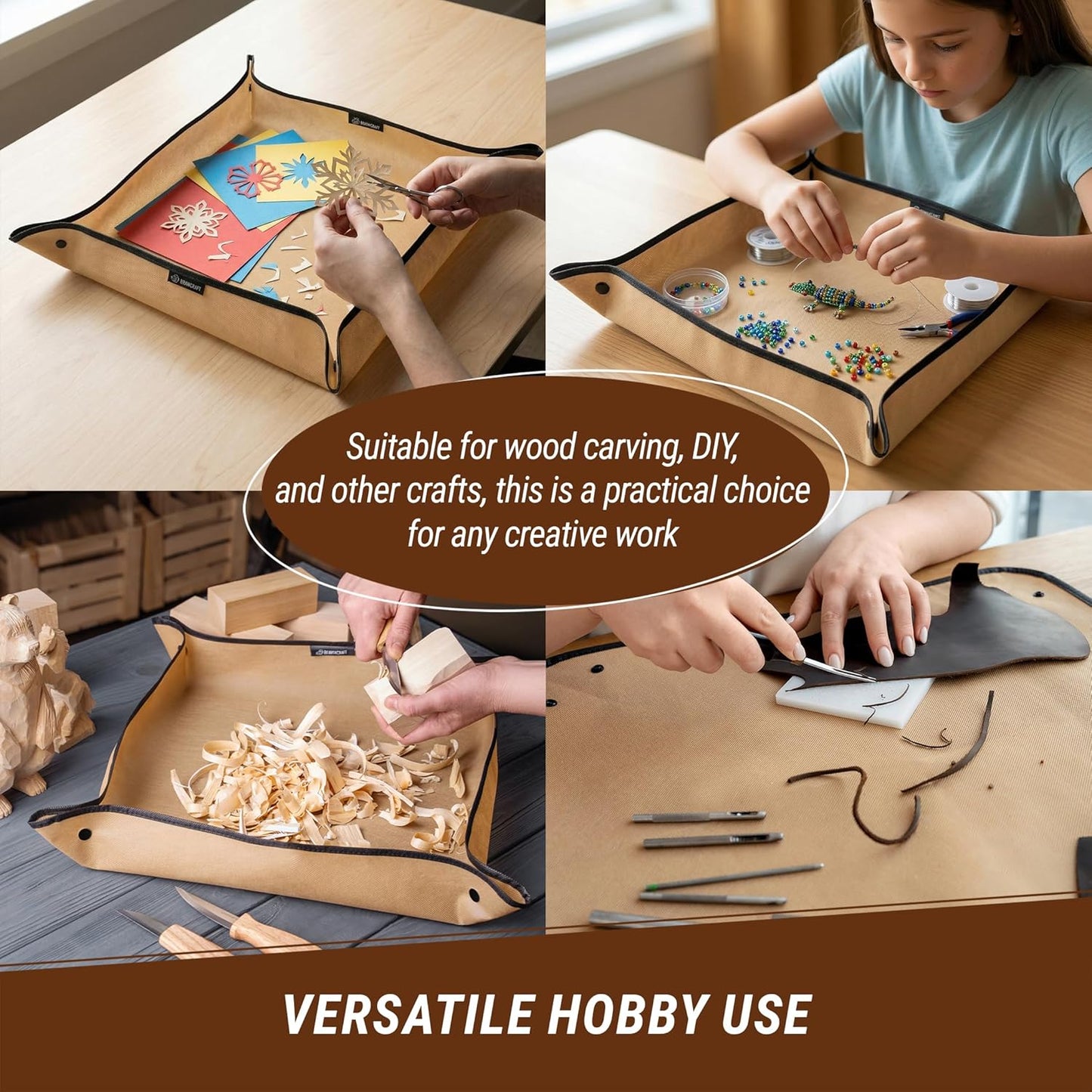 Wood Carving Knife Kit S15 Whittling Kit for Beginners, Kids - Wood Carving Tools Set with Leather Strop, Wood Carving Mess Mat for Easy Cleanup – Portable Woodworking Hobby Work Mat MS