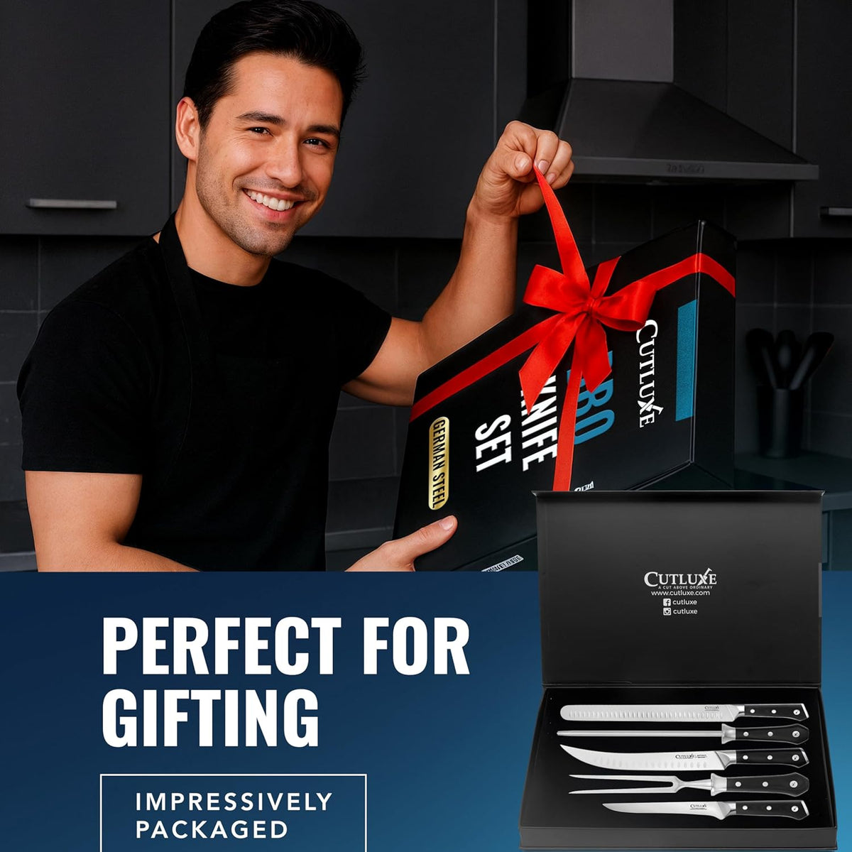 Carving Knife Set, Brisket Slicing & Boning Knife for Meat & BBQ | Razor Sharp German Steel, Full Tang Ergonomic Handle – Grilling Gift for Men, Artisan Series