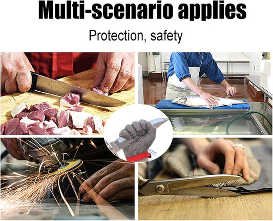 Cut Resistant Gloves Metal Stainless Steel Wire Cut-Resistant Gloves, Safety Work Gloves, Size Can Be Adjusted to Suit Left and Right Hands (Size : XL)