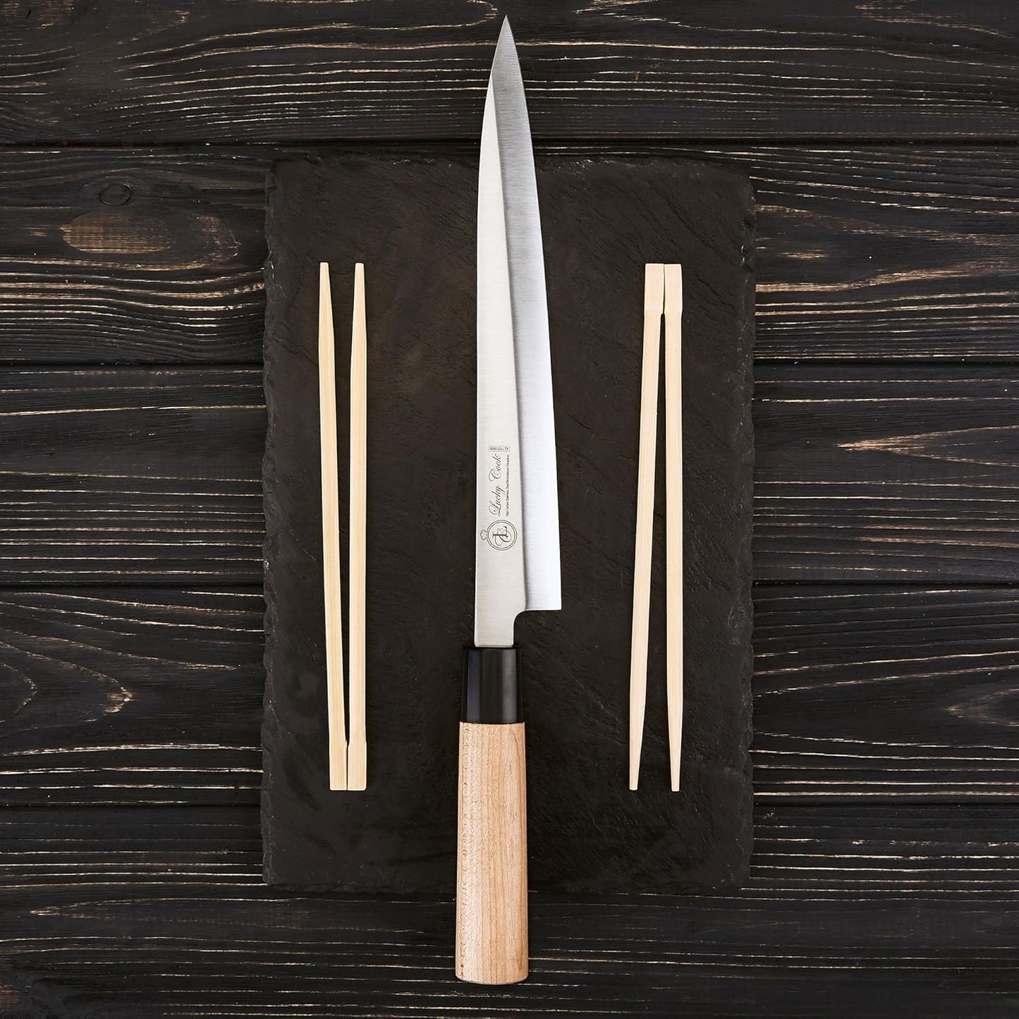 10” Sashimi Sushi Knife – Ultra Sharp Traditional Japanese Sushi Knife for Sashimi, Fish Filleting & Precision Slicing – Premium Stainless Steel Blade, Pakkawood Handle & Gift Box