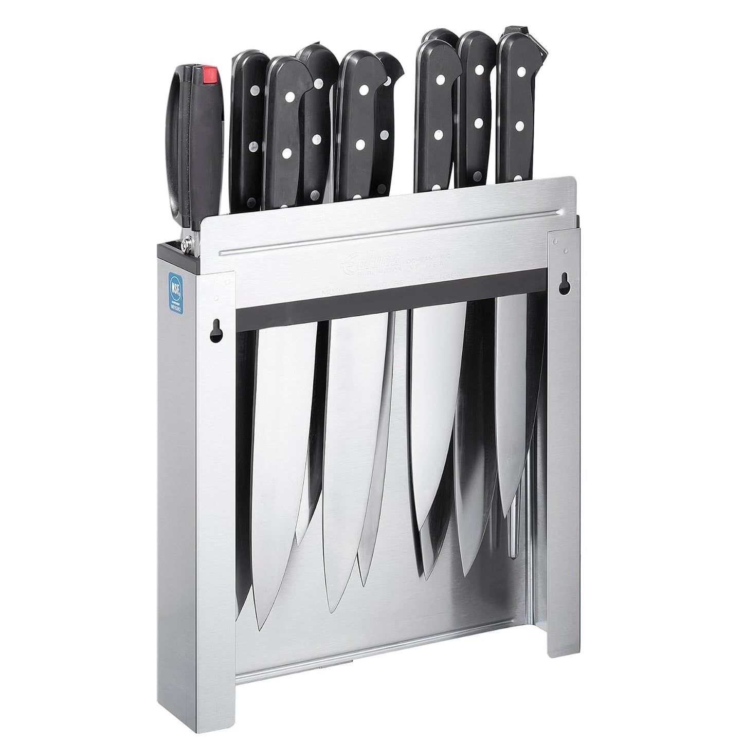 KR-699 12" Knife Rack with (10) Open Slots | Knives Accessory for Commercial Restaurant Food Truck Diner | (8) Chefs (2) Small Knives Capacity | 2.58"W x 12"L x 13.25"H, Stainless Steel, NSF