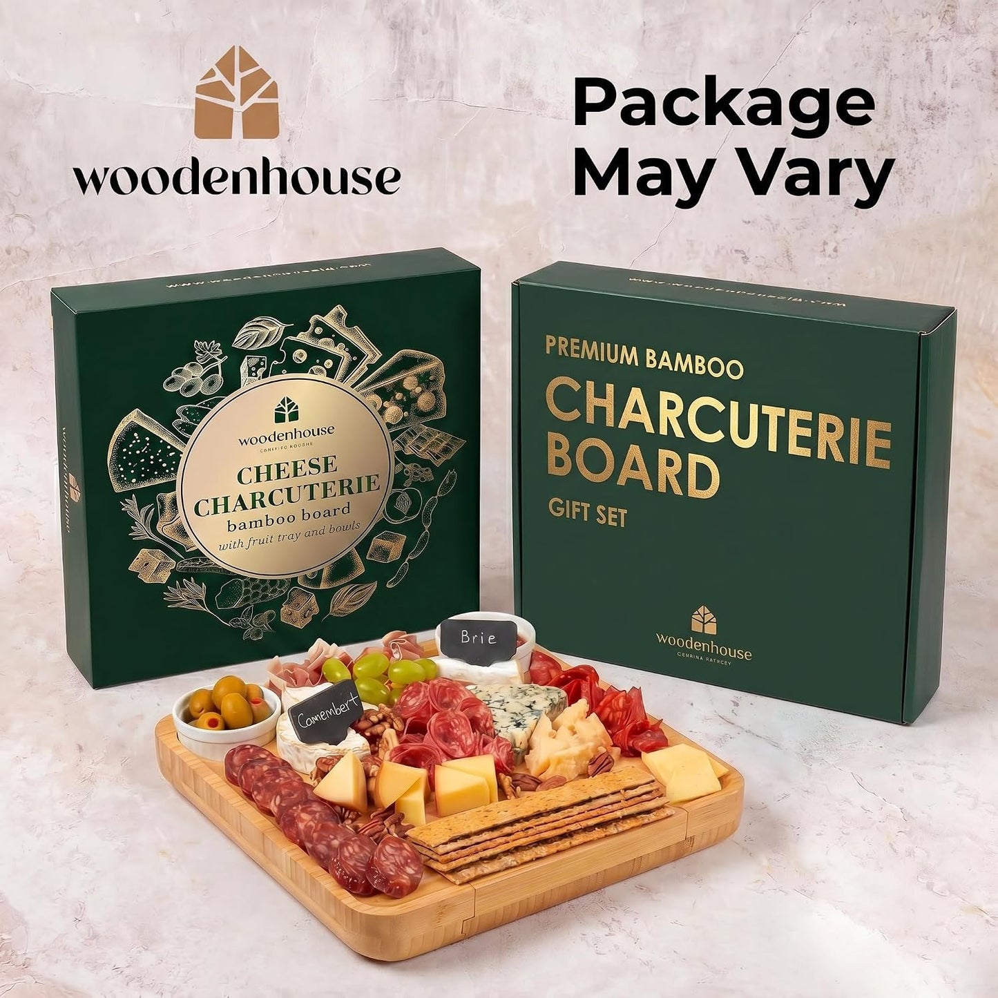 Bamboo Charcuterie Boards Gift Set - Meat and Cheese Tray with Utensils | Fruit Server & 2 Sauce Bowls Included – House Warming, Wedding & New Home Present
