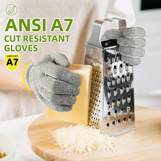 2 Pairs High Level ANSI A7 Cut Resistant Gloves, Food Grade Cutting Gloves for Chef, Mandoline Glove for Kitchen Meat Cutting, Wood Caving, Ambidextrous, Breathable & Cool, PR1508, L