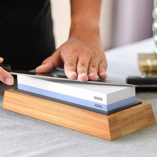 Bamboo Whetstone Anti-Slip Base 8.27 Inch Non-Slip Sharpening Stone Holder Stable Knife Sharpener Support for Kitchen Use