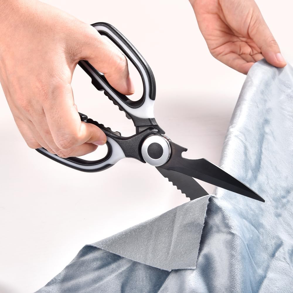 3 Pack Kitchen Scissors & Seafood Scissors Set, Sharp Kitchen Shears | All Purpose Stainless Steel Heavy Duty for Poultry Food Dishwasher Safe with Protective Sheath Comfort-Grip