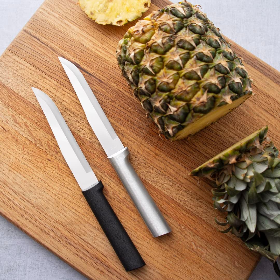 Stubby Butcher Knife (W206), Black Handle, Pack of 2 | 5.38" Stainless Steel Blade, Black Resin Handle