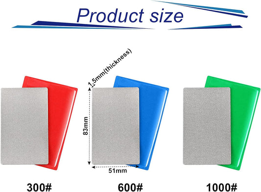 3 Pieces Credit Card Size Sharpening Stone 300# 600# 1000# Credit Card Diamond File Set Card Sized- Extra-Fine, Fine and Coarse Diamond