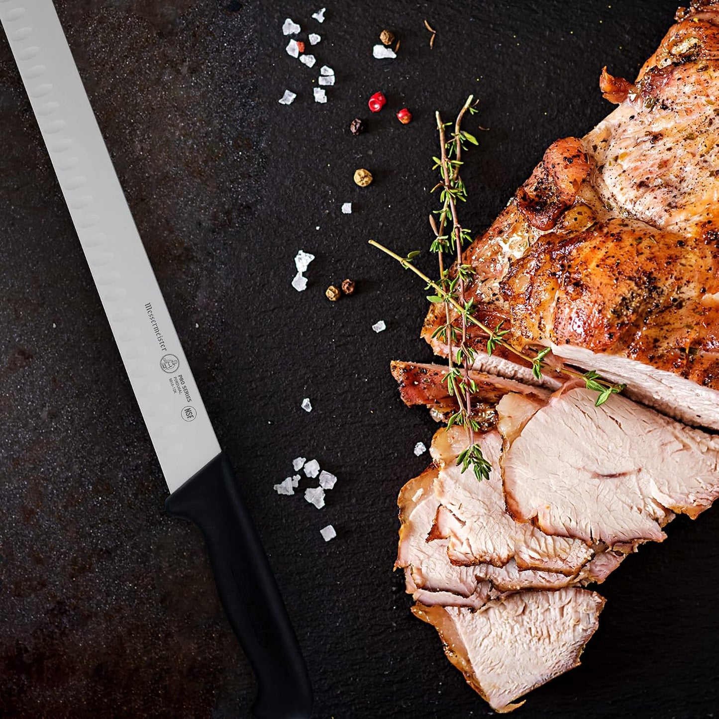 Pro Series 12” Round-Tip Kullenschliff Slicer Knife - German X50 Stainless Steel & NSF-Approved PolyFibre Handle - 15-Degree Edge, Rust Resistant & Easy to Maintain - Made in Portugal