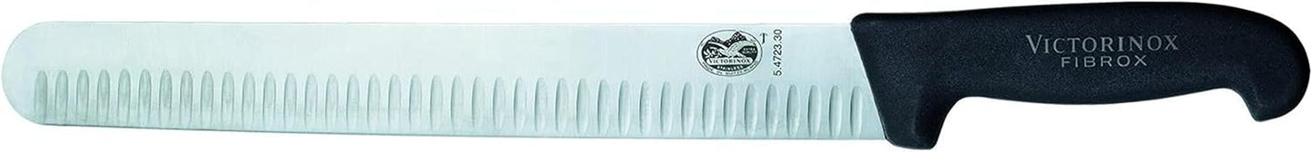 X5 Edge Slicing/Carving 5.4723.30 Granton Slicer Knife with Fibrox Handle 12", Black