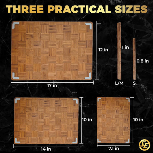Extra Large Bamboo Cutting Board Set 3 Piece End Grain Wooden Chopping Boards with Holder Non Slip Feet Juice Groove XL Butcher Block Style Boards for Kitchen Carving and Serving