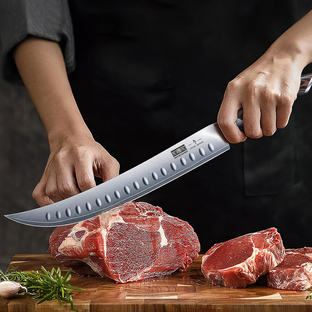 Carving Slicing Knife, 12 Inch Razor Sharp Japanese Brisket Knife | Japanese High Carbon Steel Curved Butcher Breaking Knives with Ergonomic Handle, Professional Butcher Knife for Meat Cutting