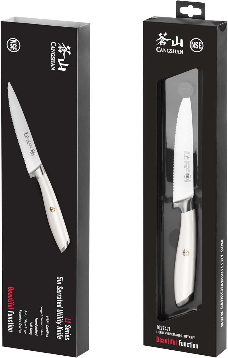 Cangshan L1 Series 1027471 German Steel Forged 5" Serrated Utility Knife