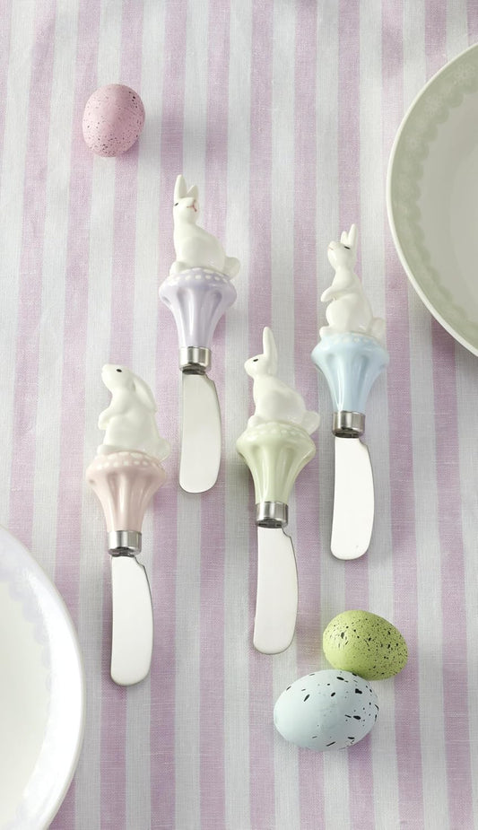 898200 Bunny Hop 4-Piece Cheese Spreader Set, MultiColor