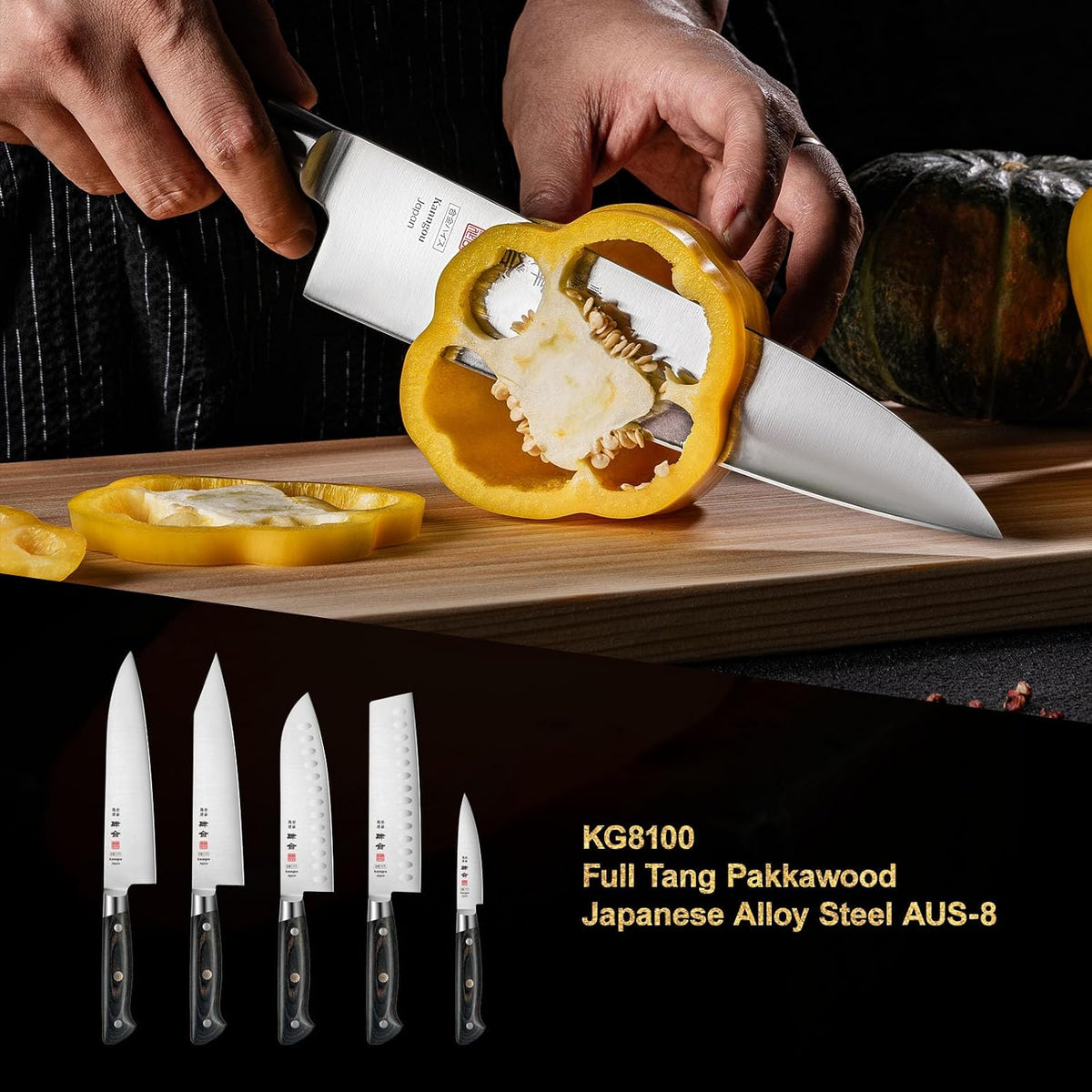 8.27 Inch Japanese Chef Knife, AUS-8 Steel Gyuto