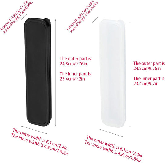 2Pcs Simple Utensil Holder with Lid, Portable Flatware Box Travel Tableware Storage Case, Simple Tableware Storage Box Case for Cutlery Kit (White、Black)