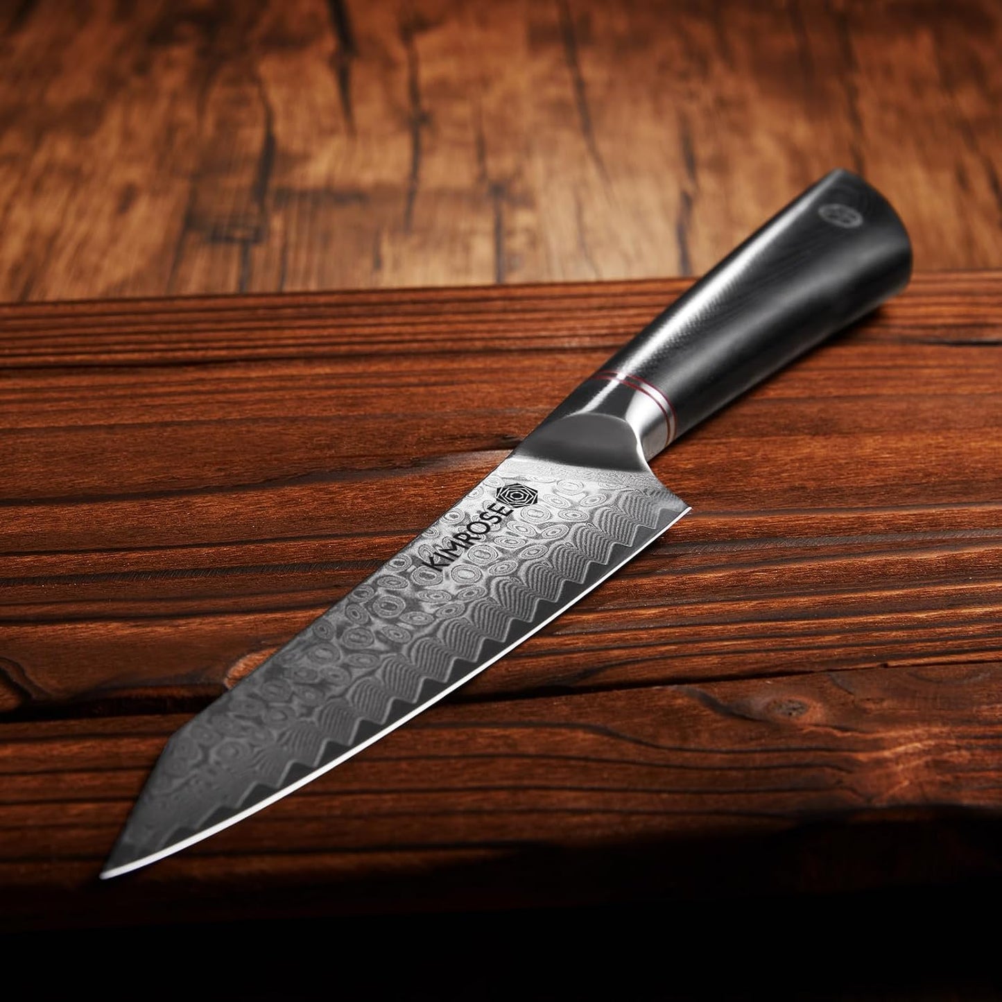 Damascus Utility Knife - 5 inch - 67 Layers 10Cr15CoMoV Alloy Steel - Black G10 Handle - Razor Sharp Kitchen Knife - Petty Knife, Paring - Magnetic Sheath - Gift Box