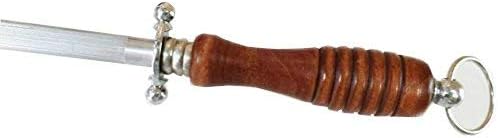 14" High Carbon Honing Steel with Wood Handle Kitchen Supply (Flat)