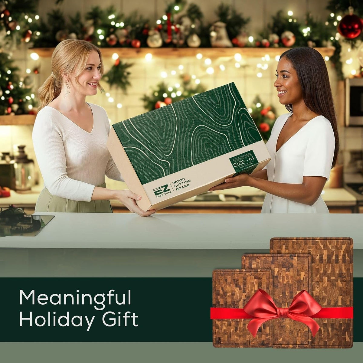 Extra Large (XL) Teak End Grain Cutting Board, Reversible, Knife-Friendly Charcuterie Butcher Block with Juice Groove & Handles, Non-Toxic, Gift Box Included (24" x 18" x 1.5")
