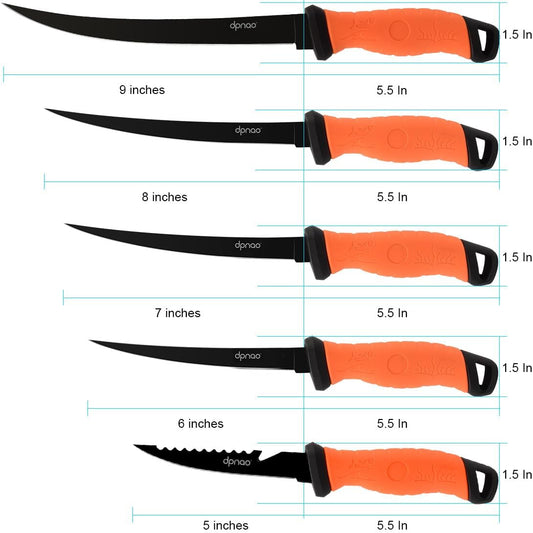 9-Inch Fishing Fillet Knife, Flexible Stainless Steel Blade | Non-Slip Fish Fillet Knife with Vented Sheath and Sharpener for Filleting, Boning and Skinning Freshwater or Saltwater Fish