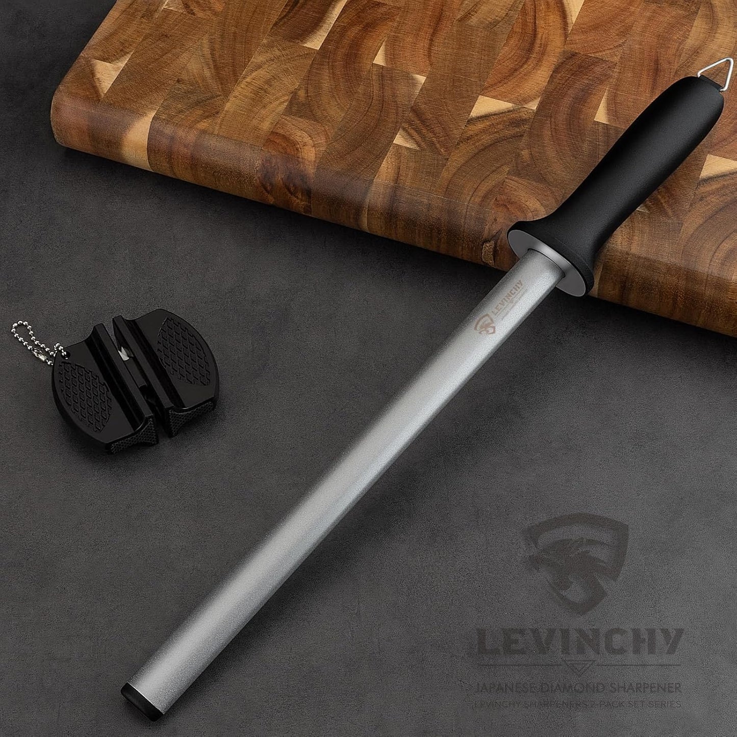 Diamond Knife Sharpening Steel - 12 inch Professional Diamond Coated Honing Steel, Premium Knife Sharpener Rod for All Knives, Lightweight & Durable