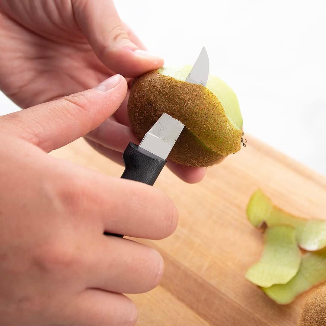 Granny Paring Knife (R100), Silver Handle | 2.38" Stainless Steel Serrated Blade, Silver Cast Aluminum Handle