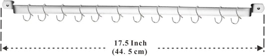 Kitchen Utensil Rail Organizer - Wall Mounted Gourmet Rack With 14 Hooks for Hanging Knives, Mugs, Spatulas, Pots and Utensils